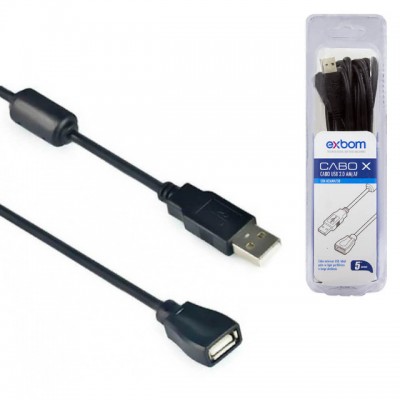 Cabo extensor usb2.0 macho para Usb Fêmea 5 Metros am af Com blister exbom- cbx-u2amf50